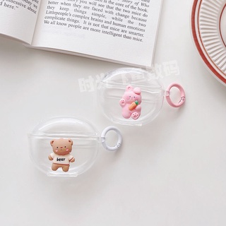 Vỏ Bảo Vệ Hộp Sạc Tai Nghe OPPO Enco Air Mềm Trong Suốt Đính Nơ & Ngọc Trai Kèm Dây Đeo