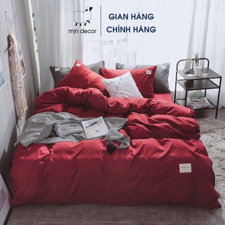 Bộ chăn ga gối cotton tici MỊN DECOR basic mềm mại bo chun miễn phí