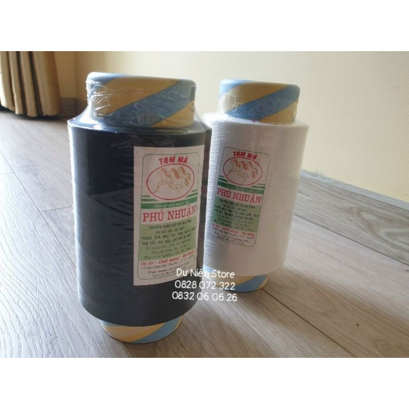 Chỉ Tơ Vắt Sổ 150, 75 Hiệu Tam Mã Ống 1/2Kg Trắng Đen.