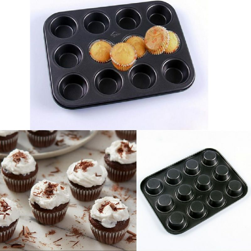 Khuôn cupcake chống dính cao cấp 6 -12 ô lớn/ Khuôn nướng bánh muffin