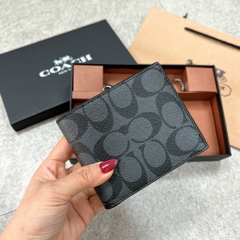 Sét ví da nam siêu đẹp Coach kèm 1 ví card và 1 móc khoá