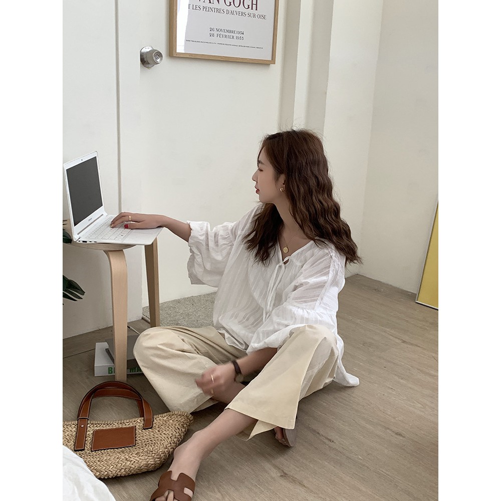 Quần kaki Nữ ống rộng lưng cao phong cách Hàn Quốc Quần kaki Cạp Cao ống rộng phong cách Retro | BigBuy360 - bigbuy360.vn