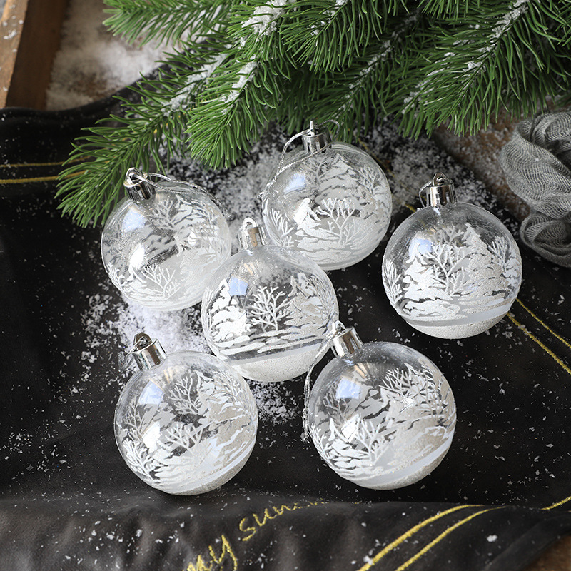 6Pcs/set Multi Colors Plastic Snow Ball /Christmas Tree Ornaments Hanging Pendants/Christmas New Year Decor Home Outdoor Decoration