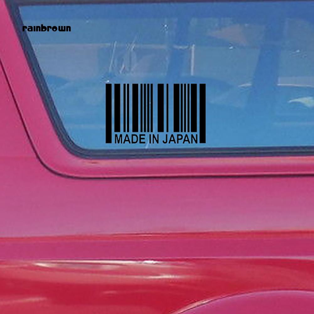 Nhãn dán hình mã vạch và chữ made in Japan trang trí ô tô