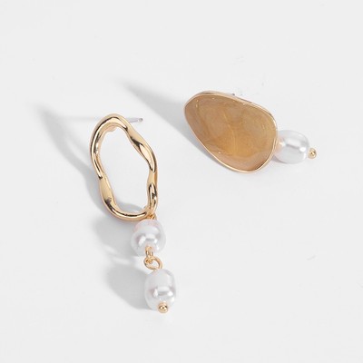 Pinkdudu Baroque Ngọt Ngào Giả Ngọc Trai Tòn Ten Bông Tai Sáng Tạo Hợp Kim Bất Đối Xứng Thả Bông Tai Nữ Trang Sức Phụ Kiện Quà Tặng PD486