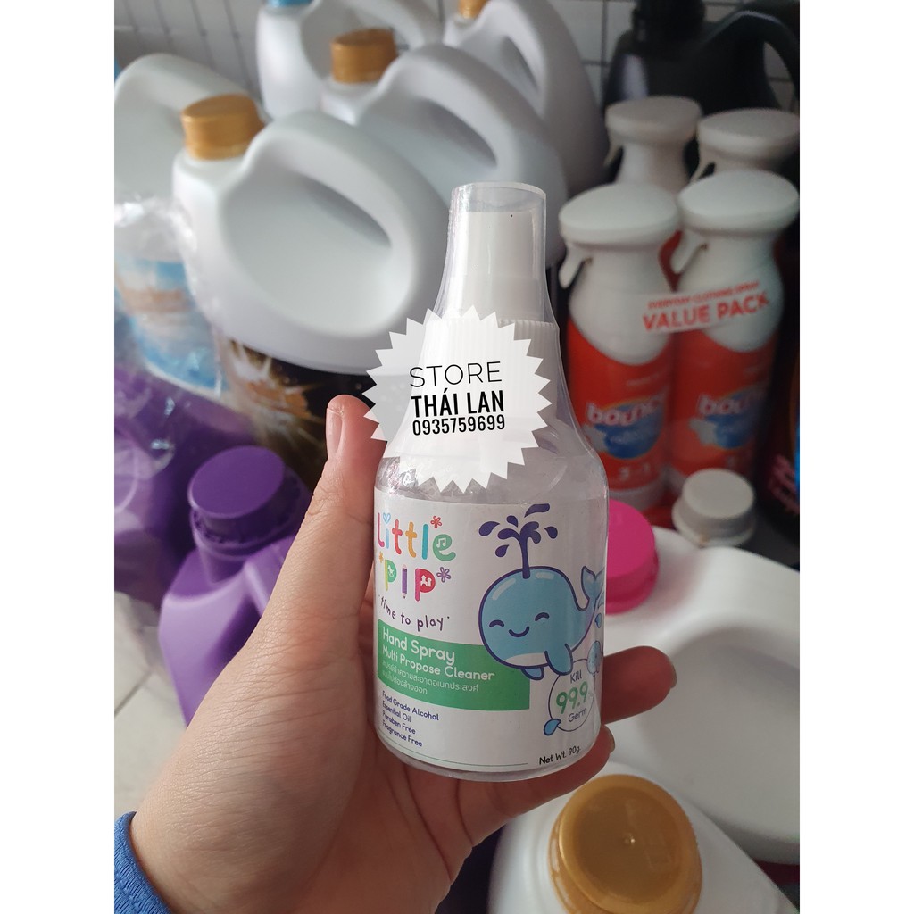 XỊT RỬA TAY KHÔ DIỆT KHUẨN 99,9% CHO BÉ LITTLE PIP HAND SPRAY 90g - Thái Lan