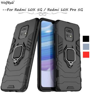 Shockproof Bumper Hard Cover Fashion Ring Stand Protective Phone Case For Xiaomi Redmi 10X 5G / Redmi 10X Pro 5G