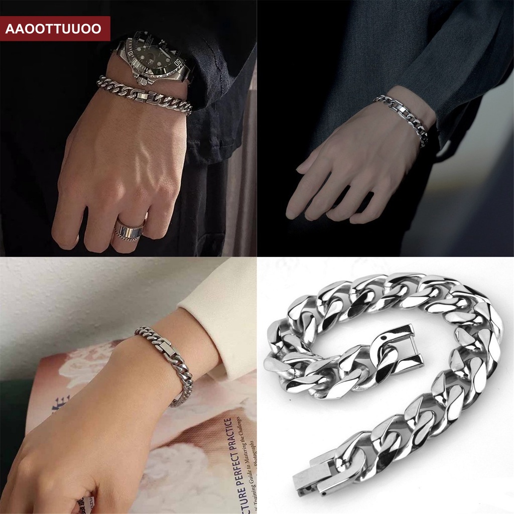 Thời Trang Vòng Tay Thép Titan Không Gỉ Mặt Khắc Chữ Cá Tính