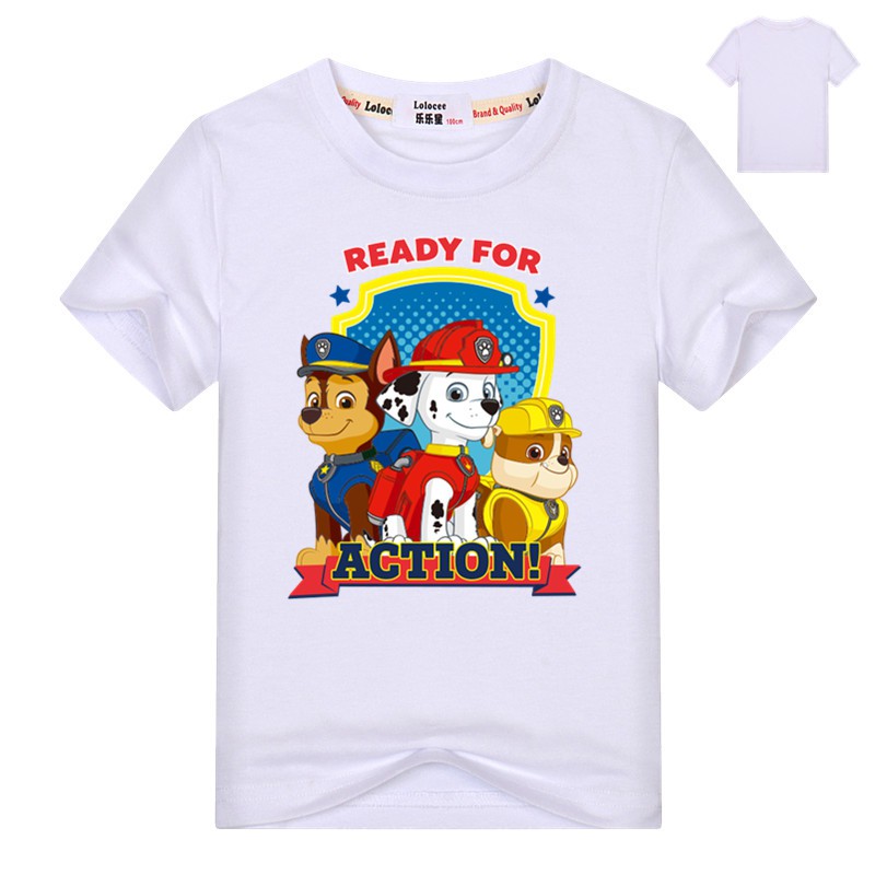 Áo thun tay ngắn in hình hoạt hình Biệt đội Paw Patrol cho bé