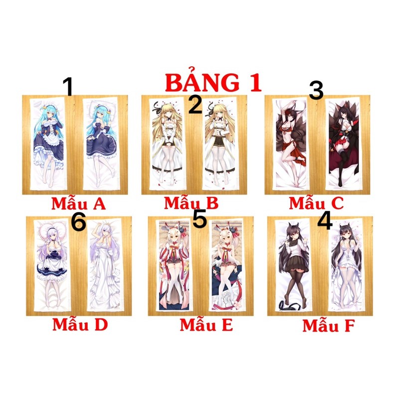 gối ôm dài Azur lane 40cm x 1m ruột bông có nhiều mẫu bấm mua chọn mẫu