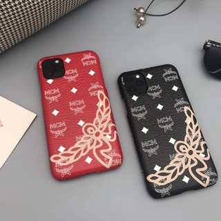 Fashion Brand MCM Phone Cover Apple Protective Cover for iPhone11 11Pro 11ProMAX iPhone7 / 8 / SE2020 7plus 8plus X XR XSMAX Classic Leather Case