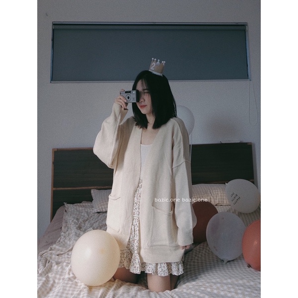 Áo cardigan len form rộng viền trái Bazic one | BigBuy360 - bigbuy360.vn
