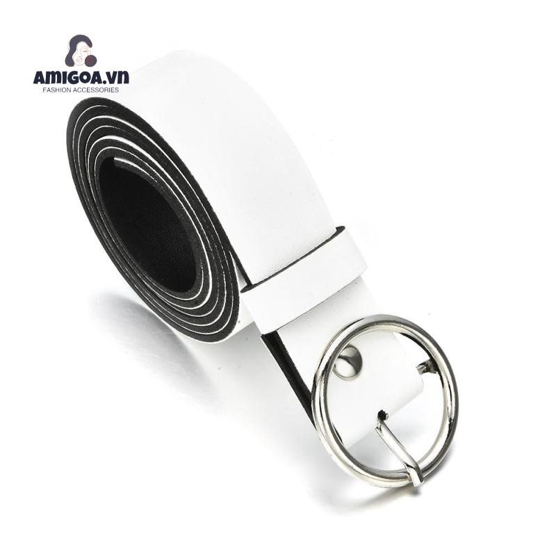 Thắt Lưng Khóa Tròn Bằng Kim Loại Đơn Giản Cho Nữ