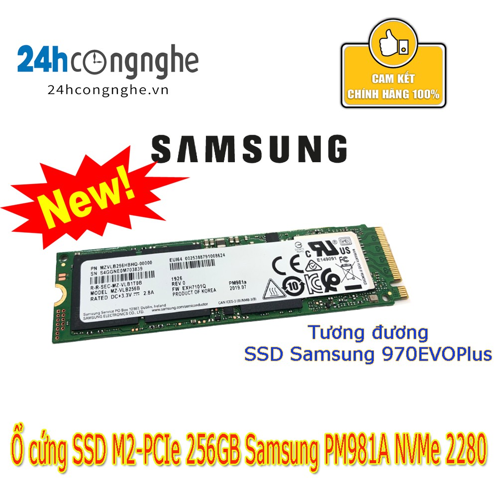 Ổ cứng SSD Samsung NVMe PM981A M.2 PCIe Gen3 x4 256GB Bảo hành 36 Tháng (Phiên bản mới - Tốc độ cao)