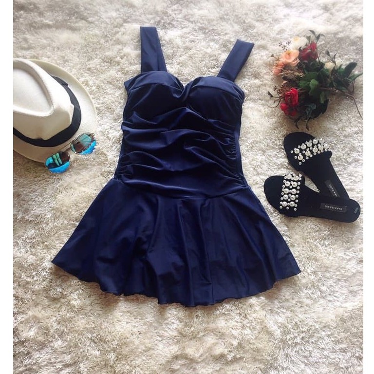 Bikini 1 mảnh SV1M2D SAVVY, Đồ bơi nữ đi biển liền thân gọng nâng ngực kiểu váy 2 dây quần short che bụng