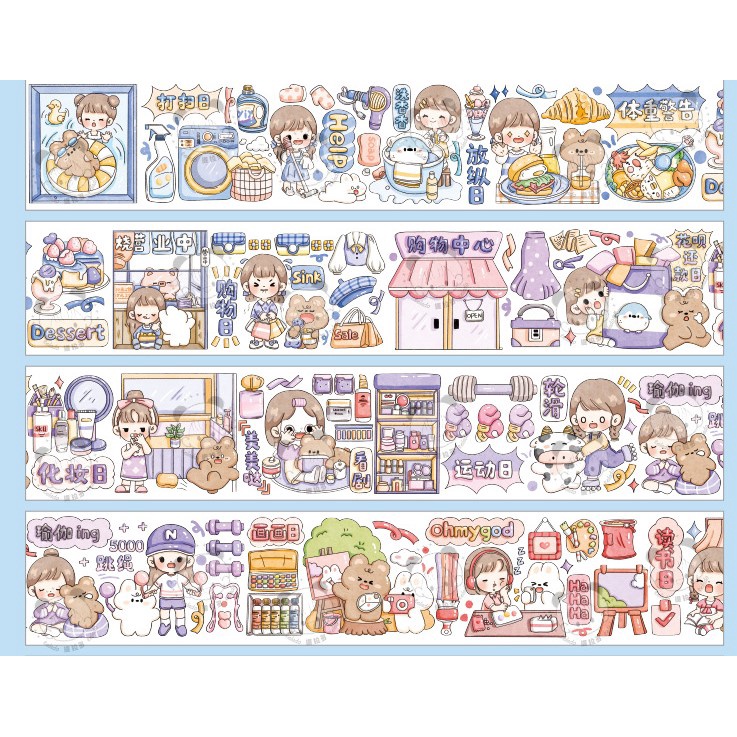 Cuộn washitape họa tiết Telado dễ thương, Chiết chu kỳ DoDoJam xinh xắn, sticker dán trang trí sổ tay