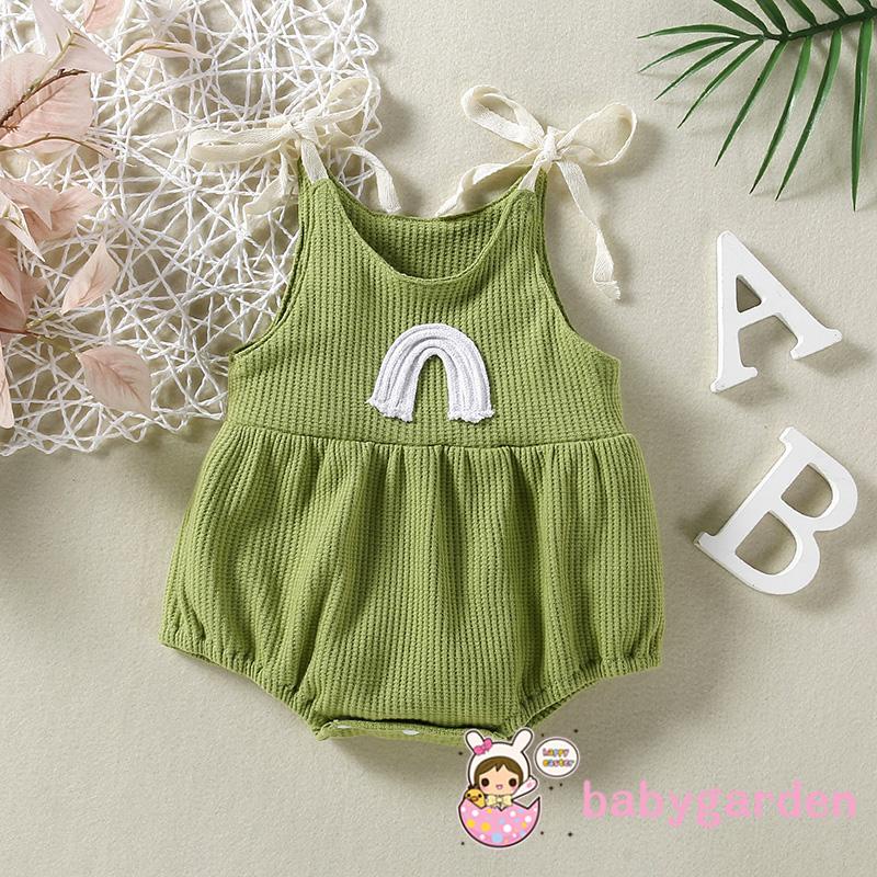 Bộ Áo Liền Quần Sát Nách Họa Tiết Cầu Vồng Dễ Thương Cho Bé Gái 0-24 Tháng Tuổi