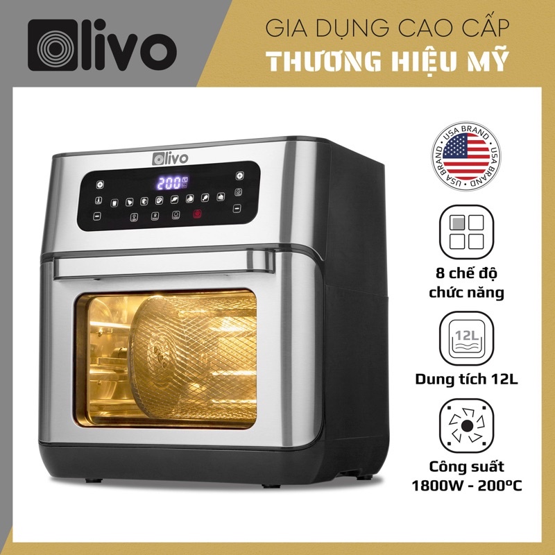 Nồi Chiên Không Dầu Olivo AF12🔥Bảo hành 24 tháng🔥 Dung tích 12 lít🔥 Công suất 1800W