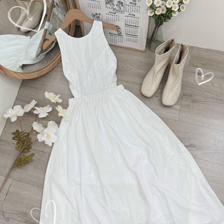 ĐẦM MAXI TRẮNG DÂY ĐAN CHÉO LƯNG