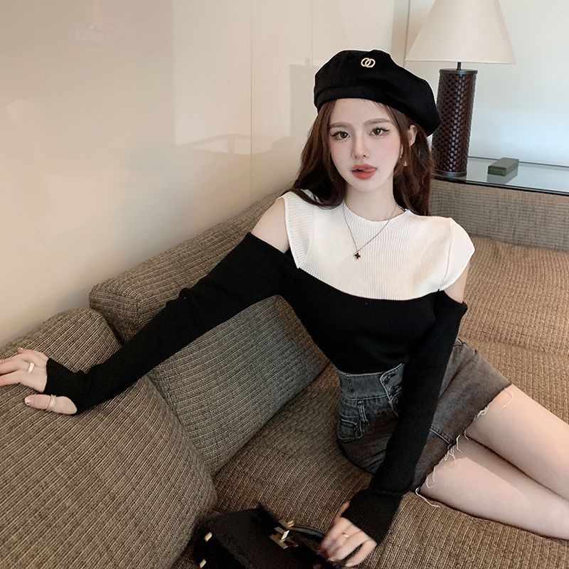 Áo Thun Tay Dài Hở Vai Thời Trang Dành Cho Nữ