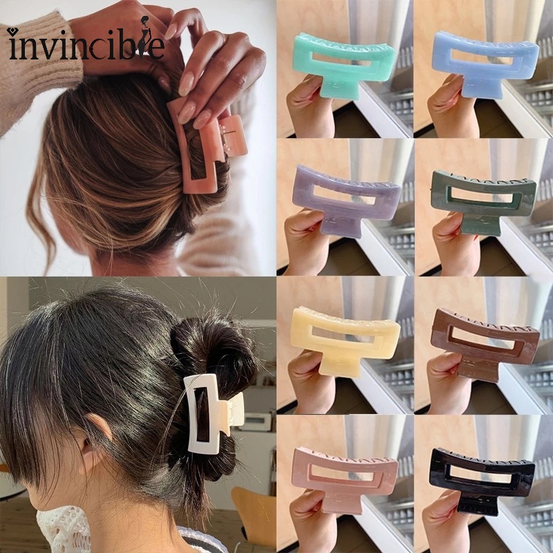 Kẹp Tóc Acrylic Màu Trơn Họa Tiết Chiếc Lá/Hình Học Đơn Giản Thời Trang Hàn Quốc