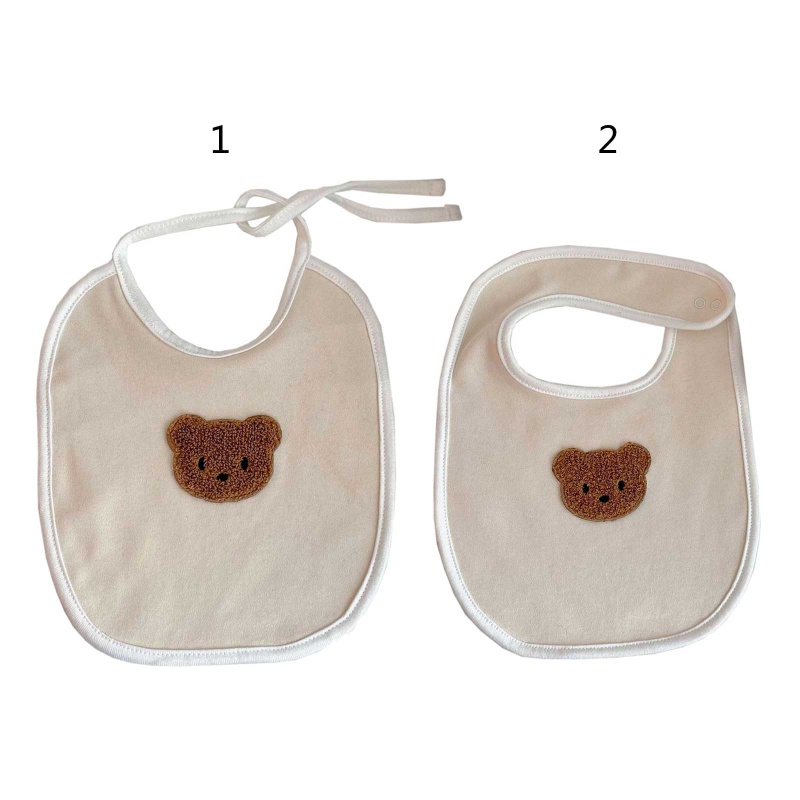 Yếm Ăn Cotton Mềm Mại Thêu Hình Gấu Xinh Xắn Dành Cho Bé