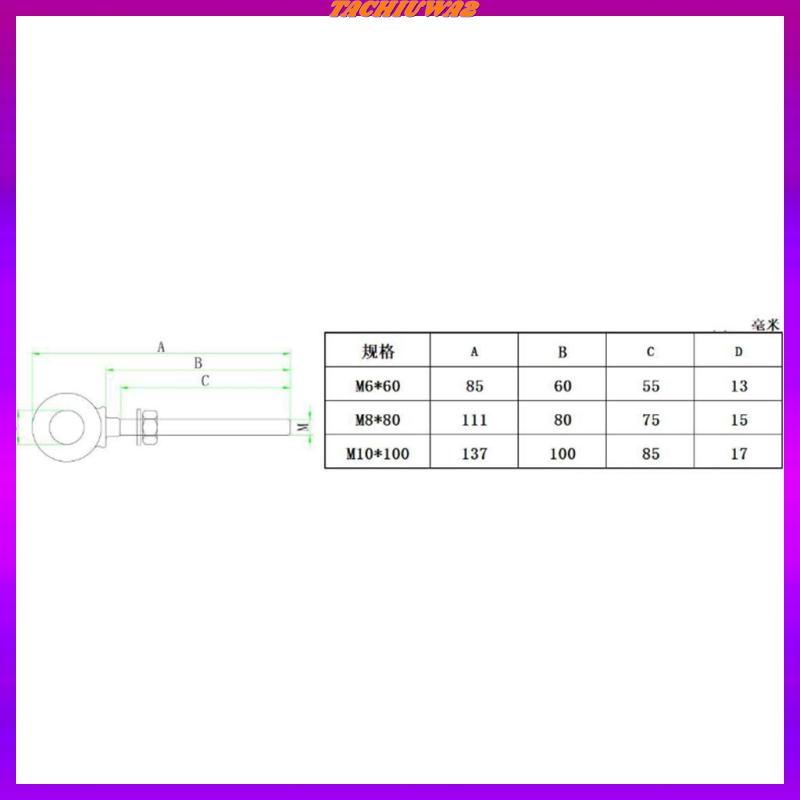 Bu Lông Mắt Bằng Thép Không Gỉ M6X60Mm Tachiuwa2 Kèm Đai Ốc Và Vòng Đệm