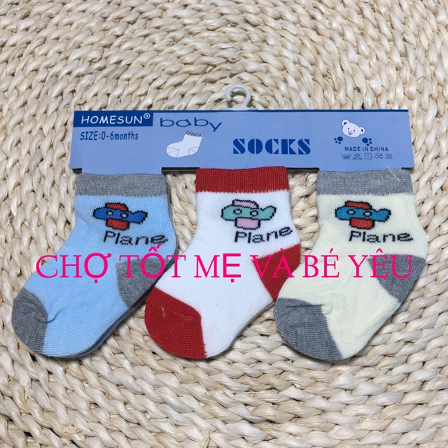 Set 3 Vớ Chân Cho Bé Cotton Cao Cấp Dễ Thương (0-8kg)