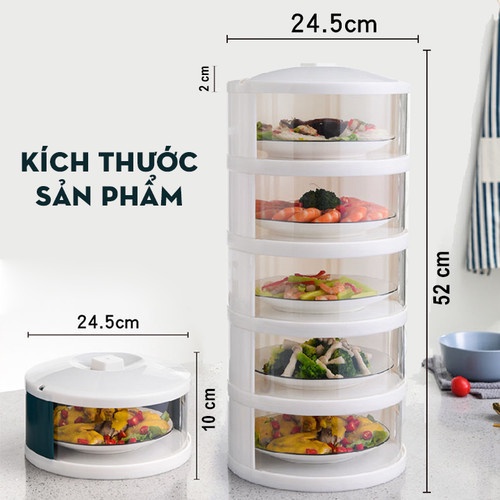 Lồng bàn 5 tầng giữ nhiệt đậy thức ăn thông minh