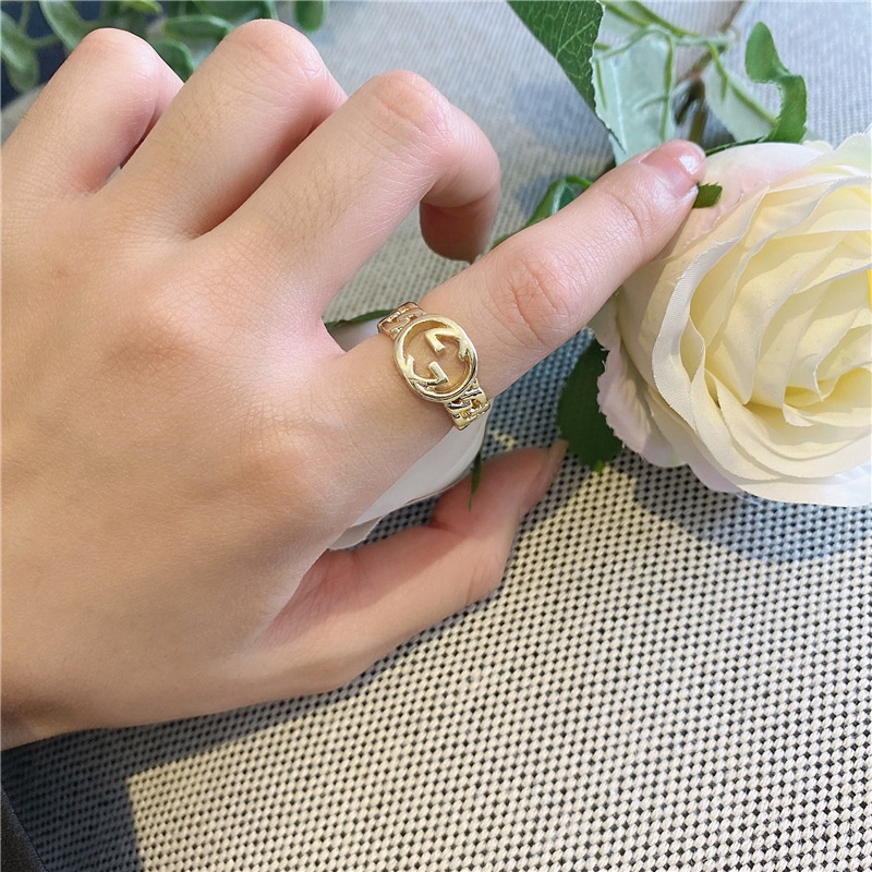 Nhẫn In Chữ  191169Nhẫn Hở Đính Đá Sang Trọng Thời Trang Dễ Phối Đồ