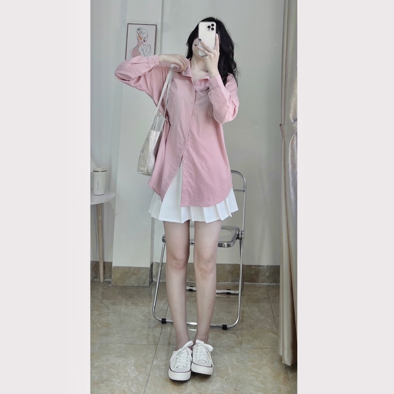 Áo sơ mi nữ kiểu dáng basic form rộng chất dũi