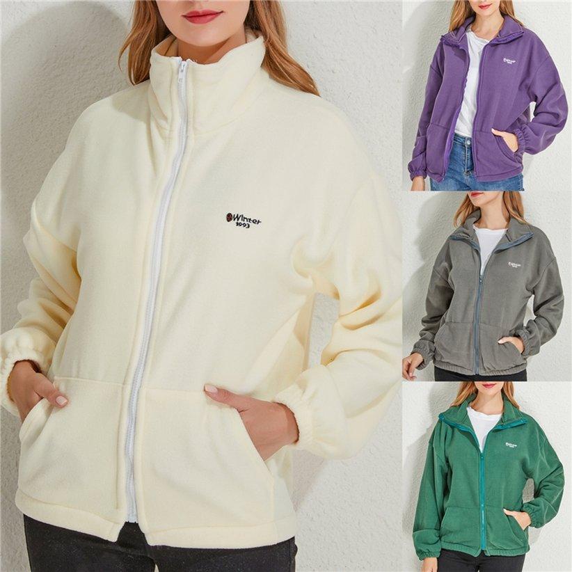 Long Sleeve Women's Zip-up Jacket Sweatshirt Spring Comfortable With Pockets