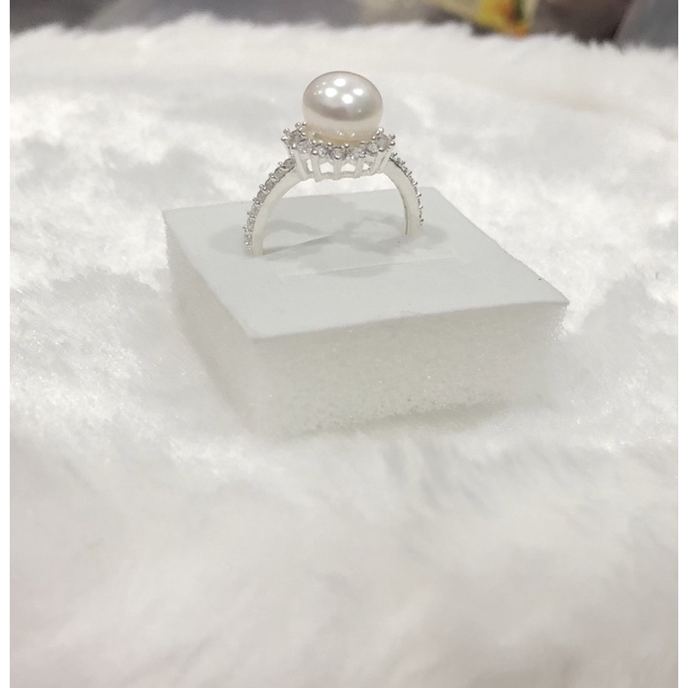 Nhẫn bạc s925 viền đá đính hạt 9ly