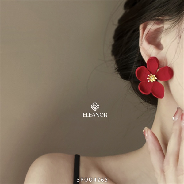 Bông tai nữ chuôi bạc 925 Eleanor Accessories hình bông hoa bản to phụ kiện trang sức 4265