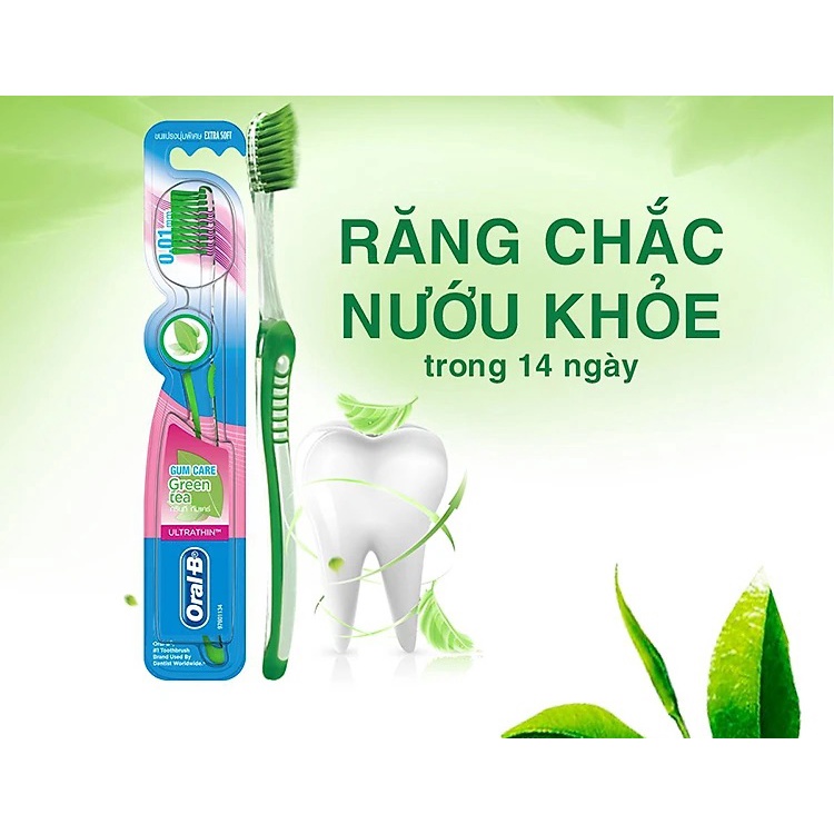 Bàn chải đánh răng Oral-B tinh chất trà xanh Gum Care Green Tea vỉ 1 cây