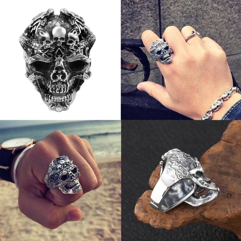 Nhẫn Hình Đầu Lâu Phong Cách Hip Hop Thời Trang Cho Nam