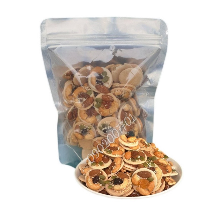 1 Kg Bánh Đồng Tiền Mix Vị: Hạt Điều, Hạnh Nhân, Nho, Mè thơm ngon