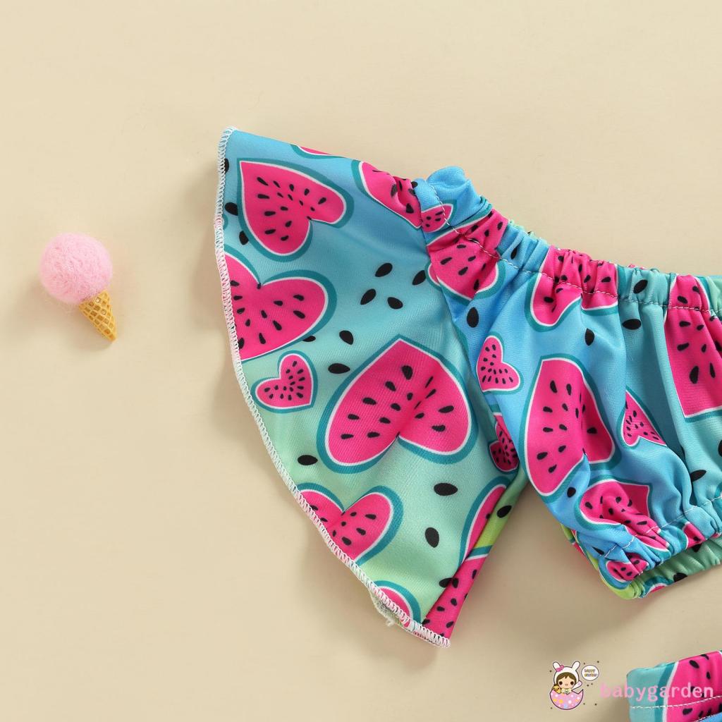 Bộ đồ bơi một mảnh hở vai in hình dưa hấu cho bé gái 6 tháng tuổi 3 tuổi