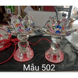 Đèn Thờ cúng hoa sen pha lê 16cm