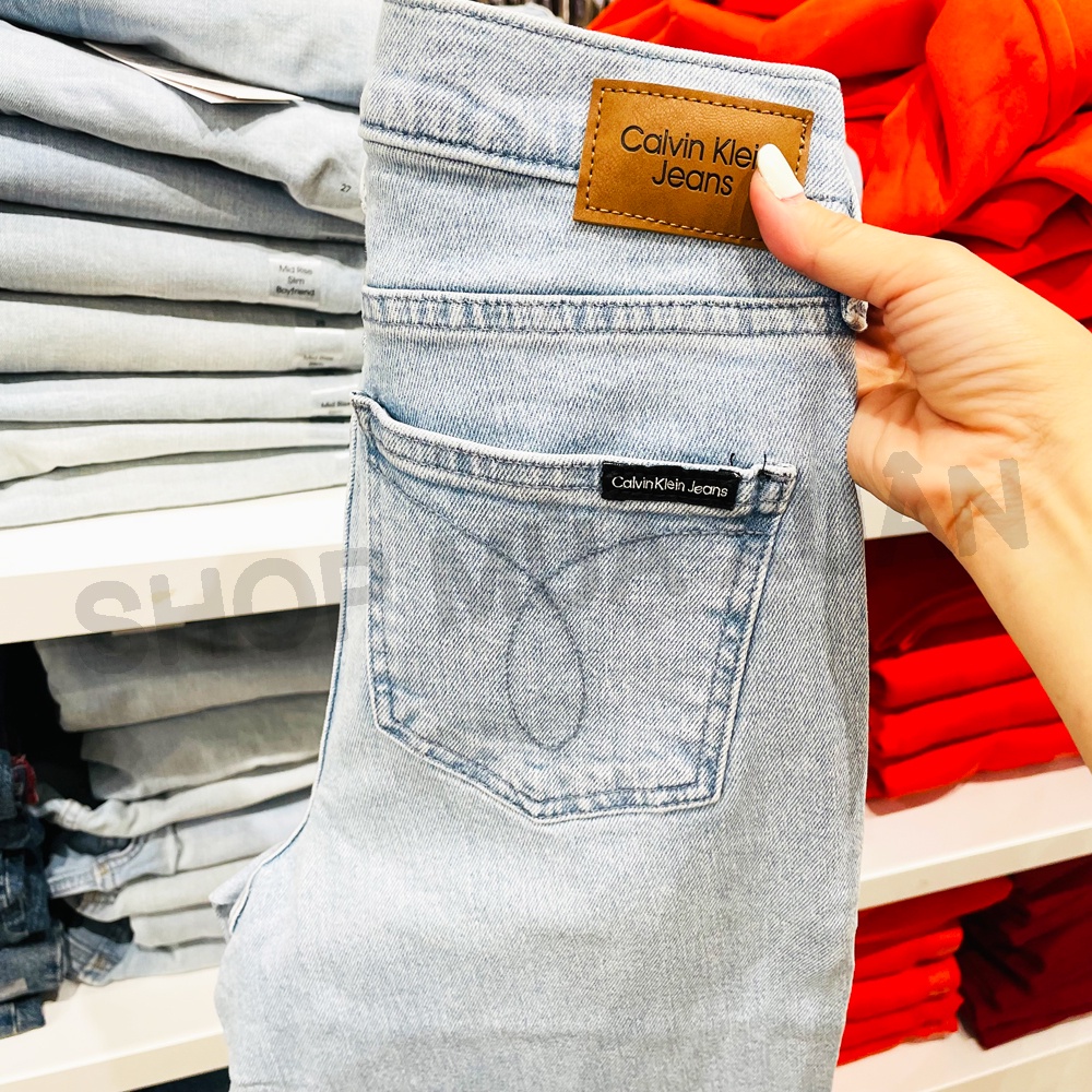 Quần jeans nữ Calvin Klein Jeans High Rise Straight - Light Blue