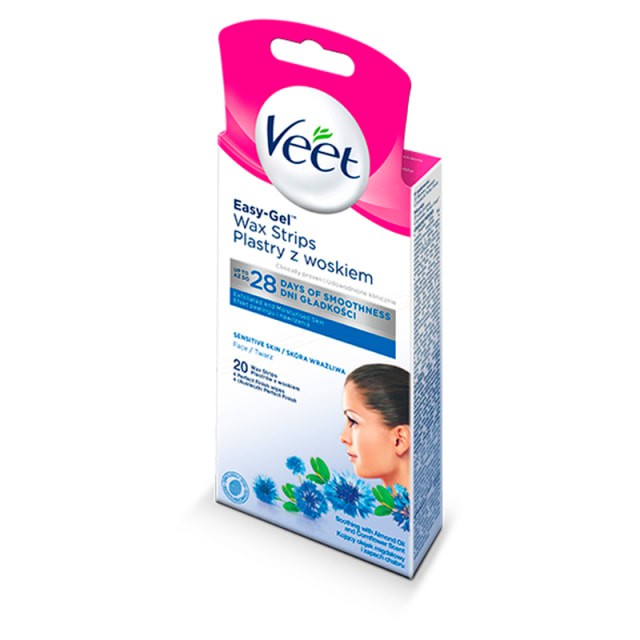 Tẩy Lông Mặt Ria Mép Da Nhạy Cảm Veet Wax Strips 20 Miếng | BigBuy360 - bigbuy360.vn