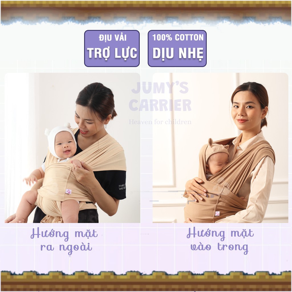 Địu em bé sơ sinh - Địu vải trợ lực cho bé  vải cotton mềm dịu - thoáng khí ( Hàng cao cấp Jummy )