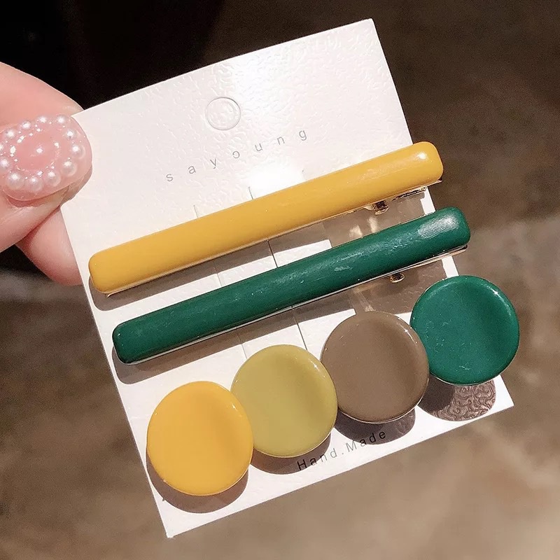 Kẹp Tóc Hình Hạt Đậu Tròn Nhiều Màu Sắc Đơn Giản Thời Trang 2022 Cho Nữ