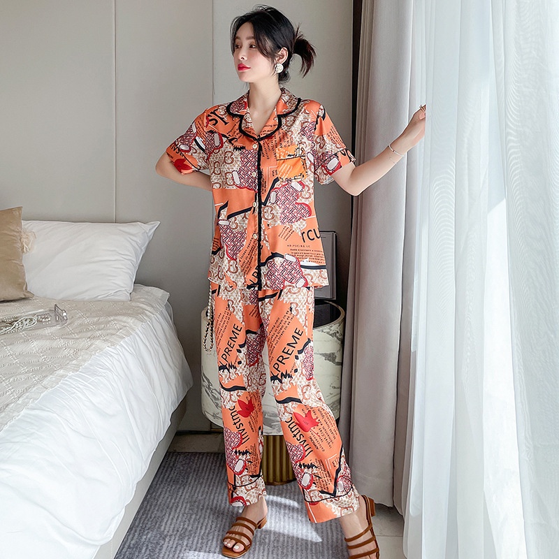 Bộ Đồ Ngủ Tay Ngắn In Họa Tiết Thời Trang Cho Nữ