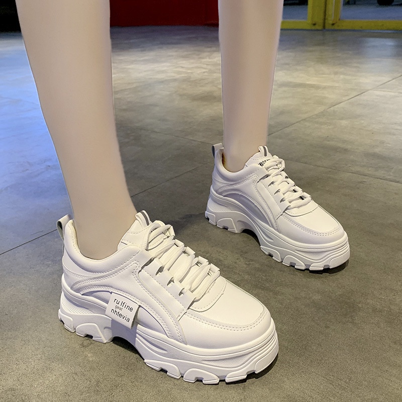 Giày thể thao nữ độn đế, sneaker nữ trắng be cao cấp hot 2022 phong cách Hàn quốc Topshoes size 36-40 (011)