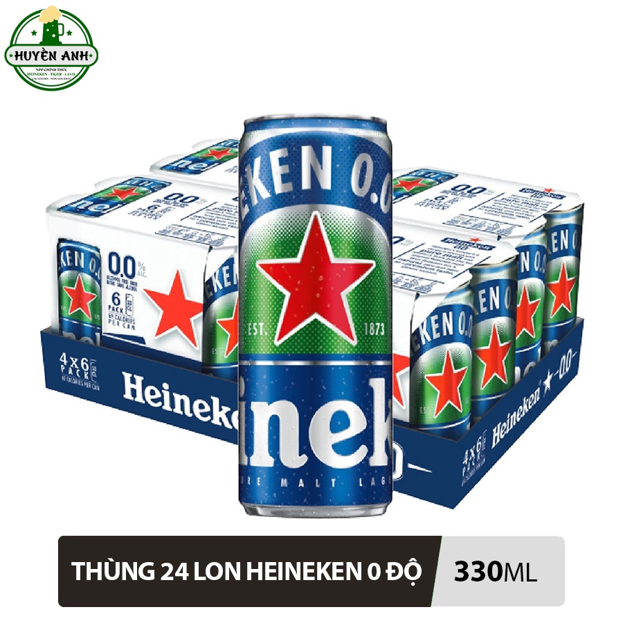 Bia Heineken 0.0% Lon 330ml - Thùng 24 Lon