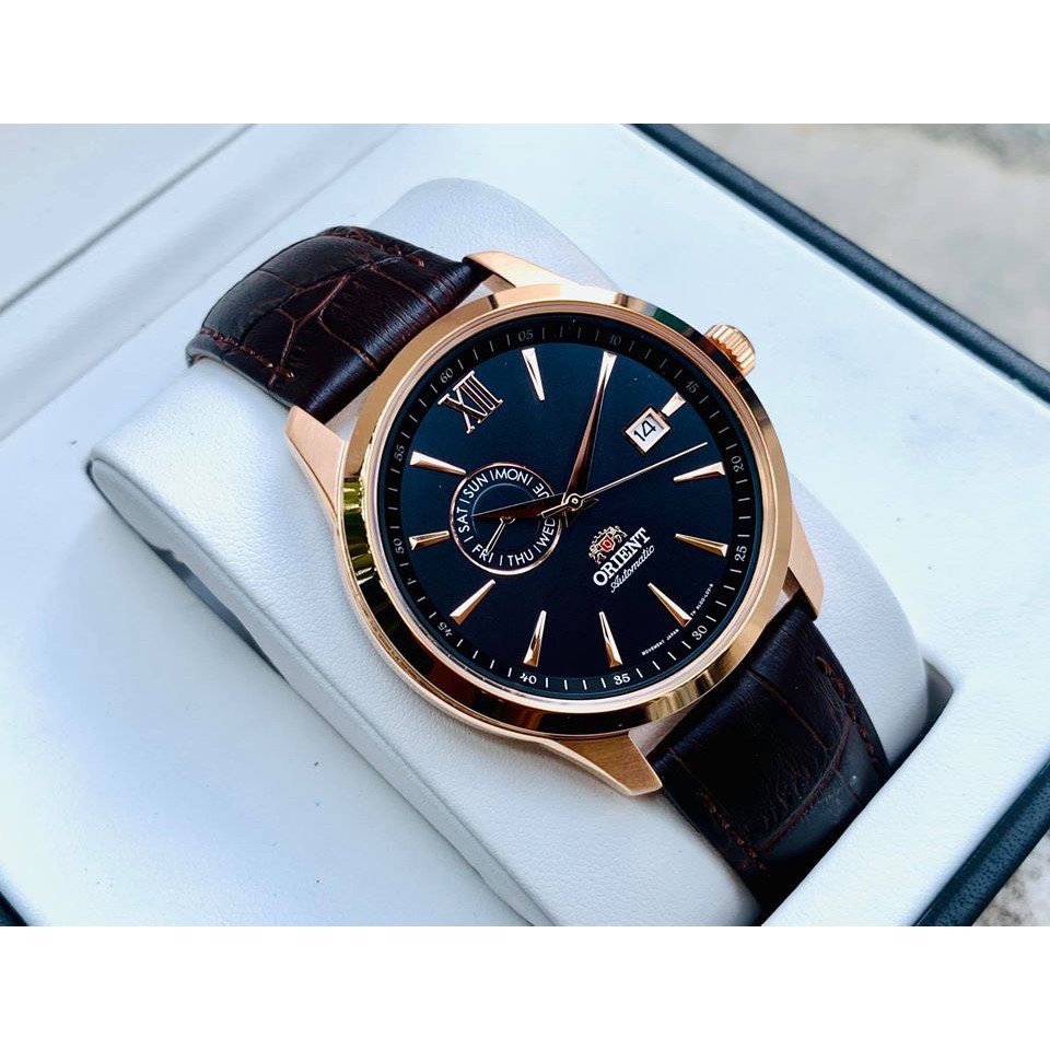 Đồng hồ nam Orient Day Date Black Rose Gold - FAL00004B0 - Máy Automatic - Kính cứng