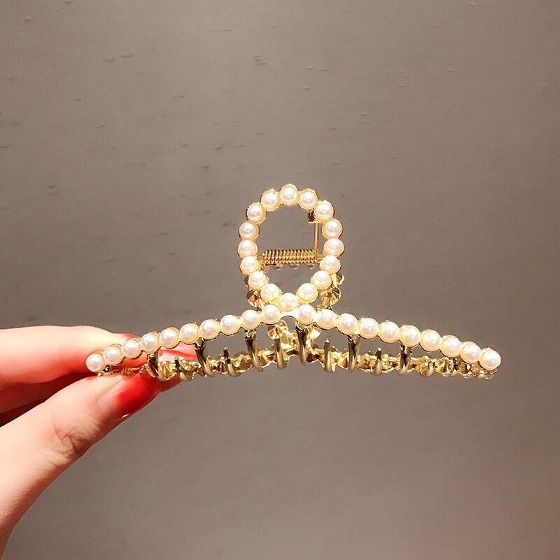 Kẹp Tóc Lớn Đính Đá &amp; Ngọc Trai Nhân Tạo Cho Nữ Mã 2022