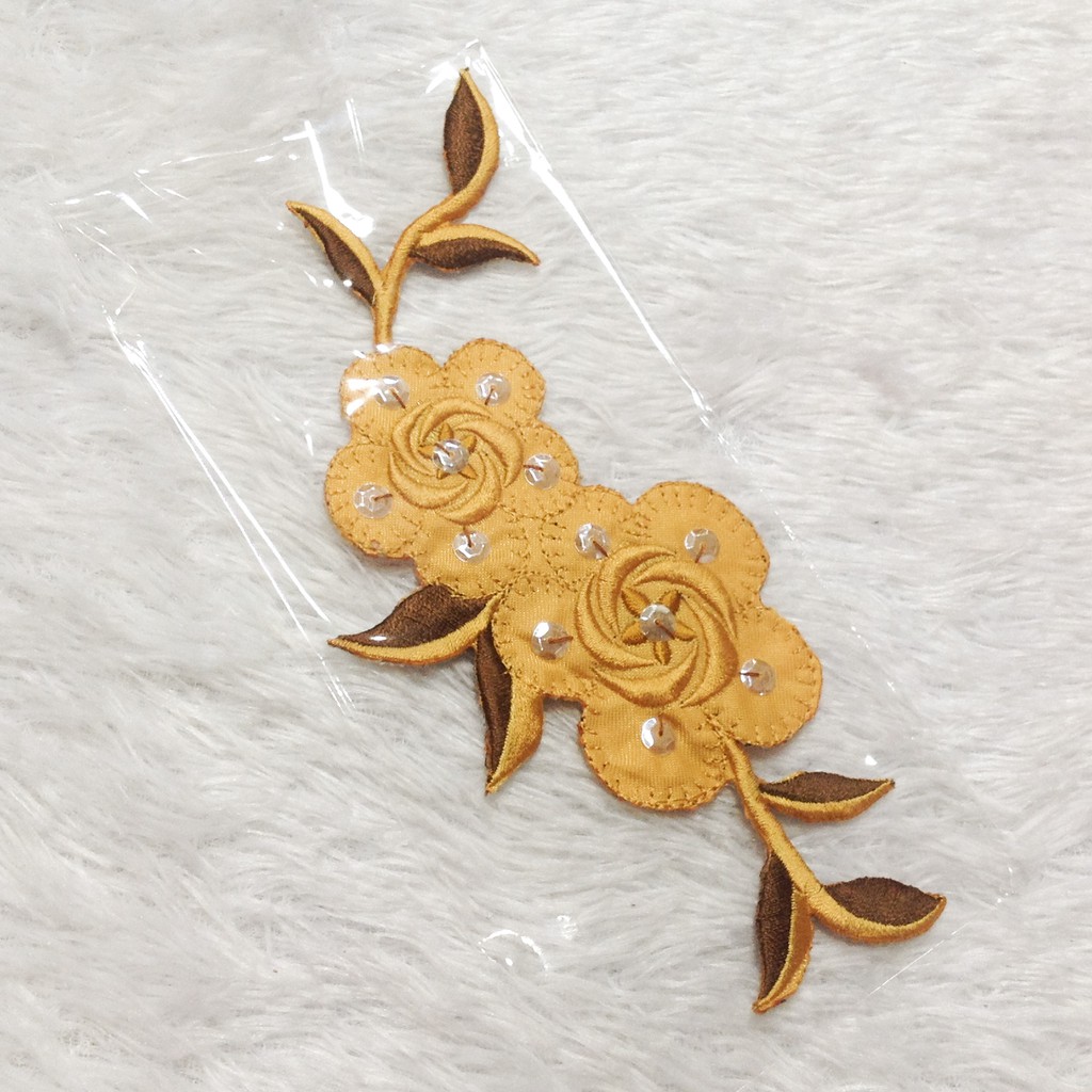 Bông thêu sẵn 3d vải kết nhiều màu trang trí áo dài váy đầm