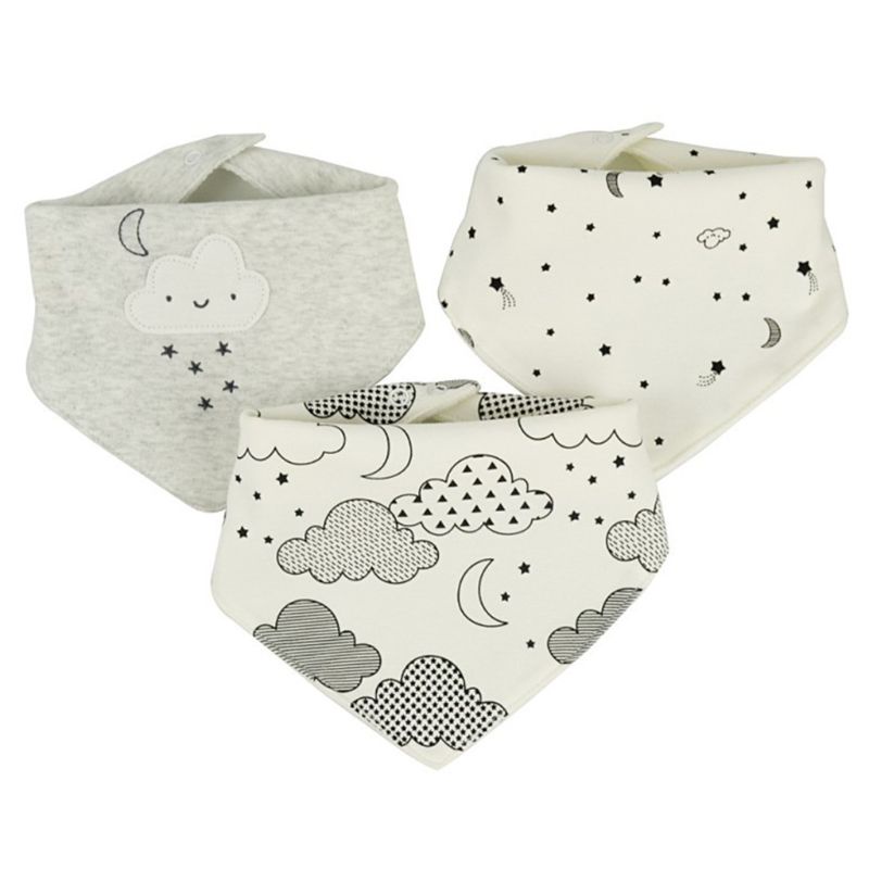 Set 3 Yếm Ăn Cotton Ba Lớp Hình Tam Giác Chống Nước Cho Bé Sơ Sinh